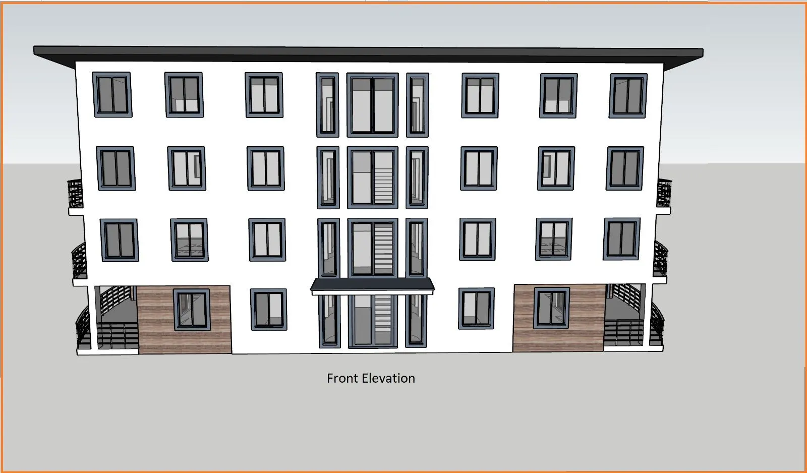 Architectural rendering of a housing unit